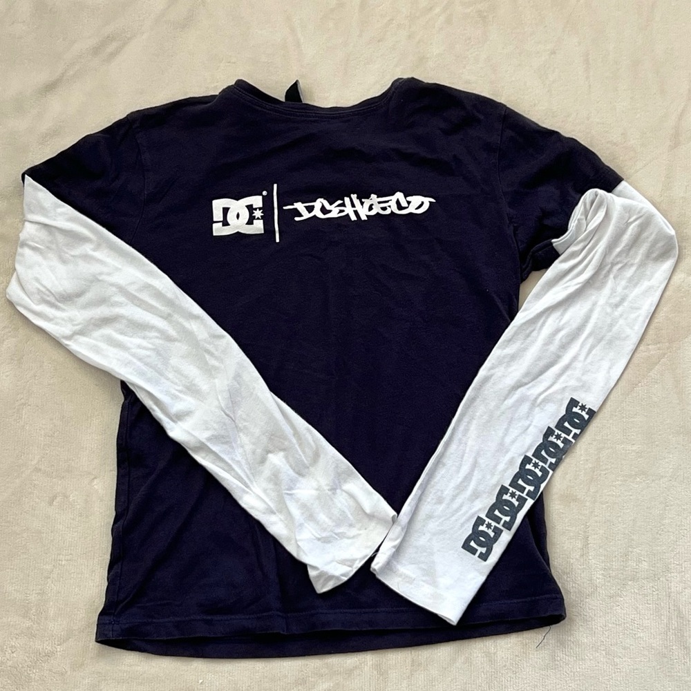 DC navy blue short sleeve+long sleeve 2 in 1
